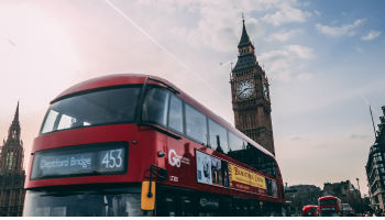 Picture of Big Ben and iconic red bus in London